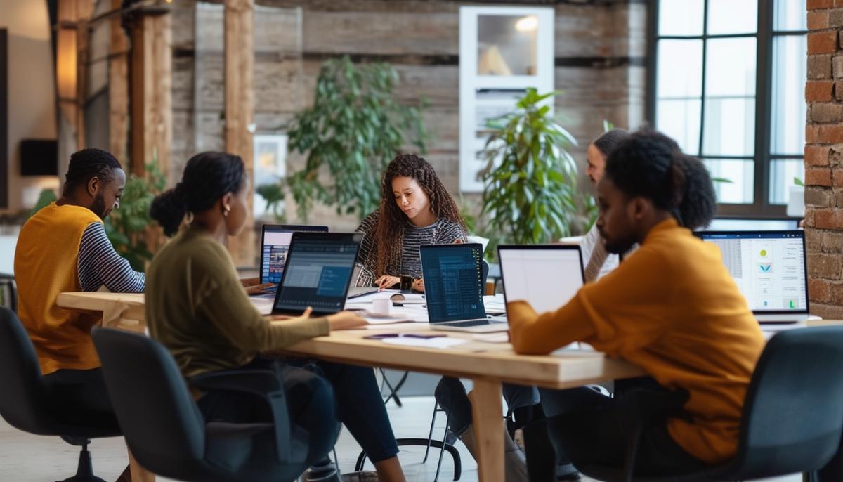 A group of diverse remote professionals working from various locations