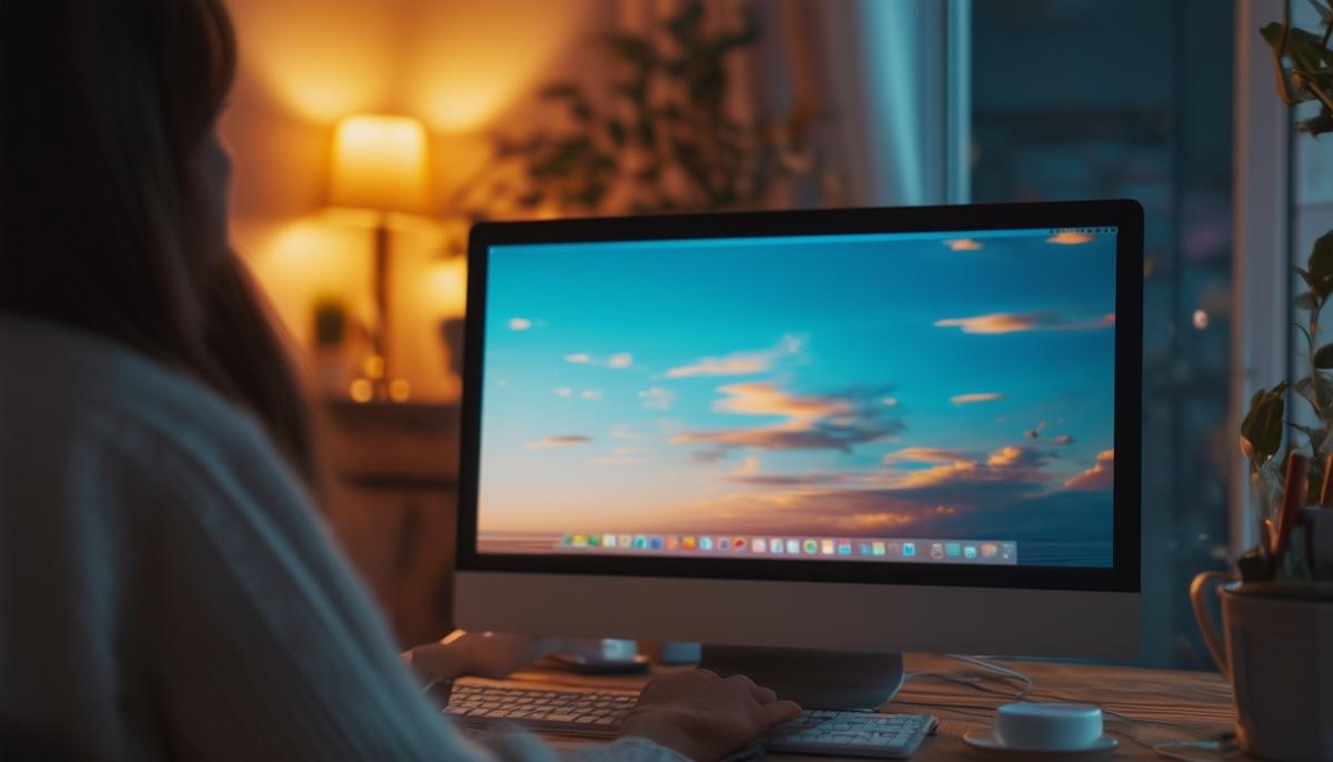 A person shutting down their computer and transitioning to evening relaxation